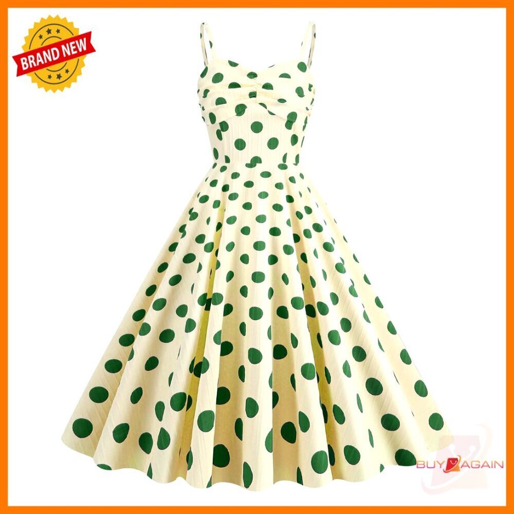 Polka Dot Vintage Pin Up Dress 1950s Retro Rockabilly Swing Tea Party